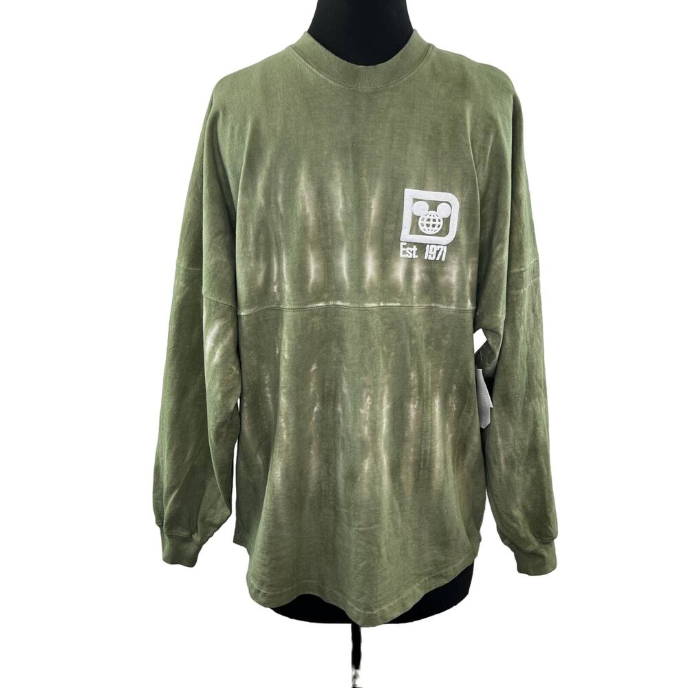 NWT Spirit Jersey DISNEY Olive Green Cotton Long Sleeve Crewneck Top Size S - Picture 2 of 9